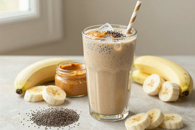 Peanut Butter Chia Smoothie in a glass
