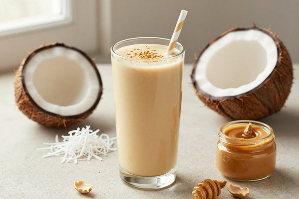 Peanut Butter Coconut Smoothie in a glass