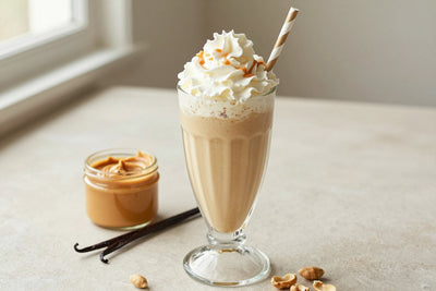 Peanut Butter Coffee Milkshake in a glass