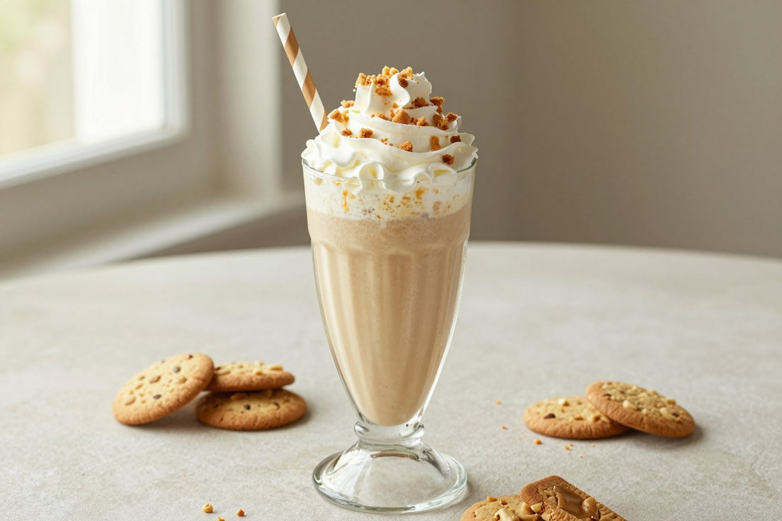 Peanut Butter Cookie Milkshake in a glass