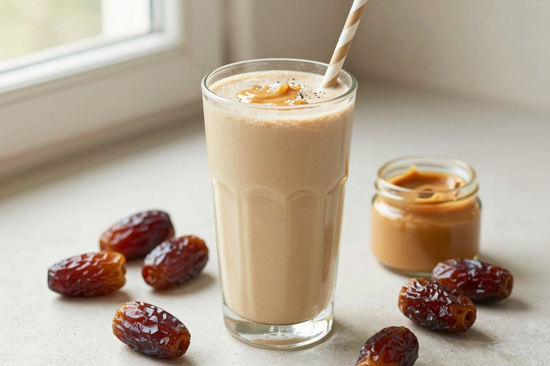 Peanut Butter Date Smoothie in a glass