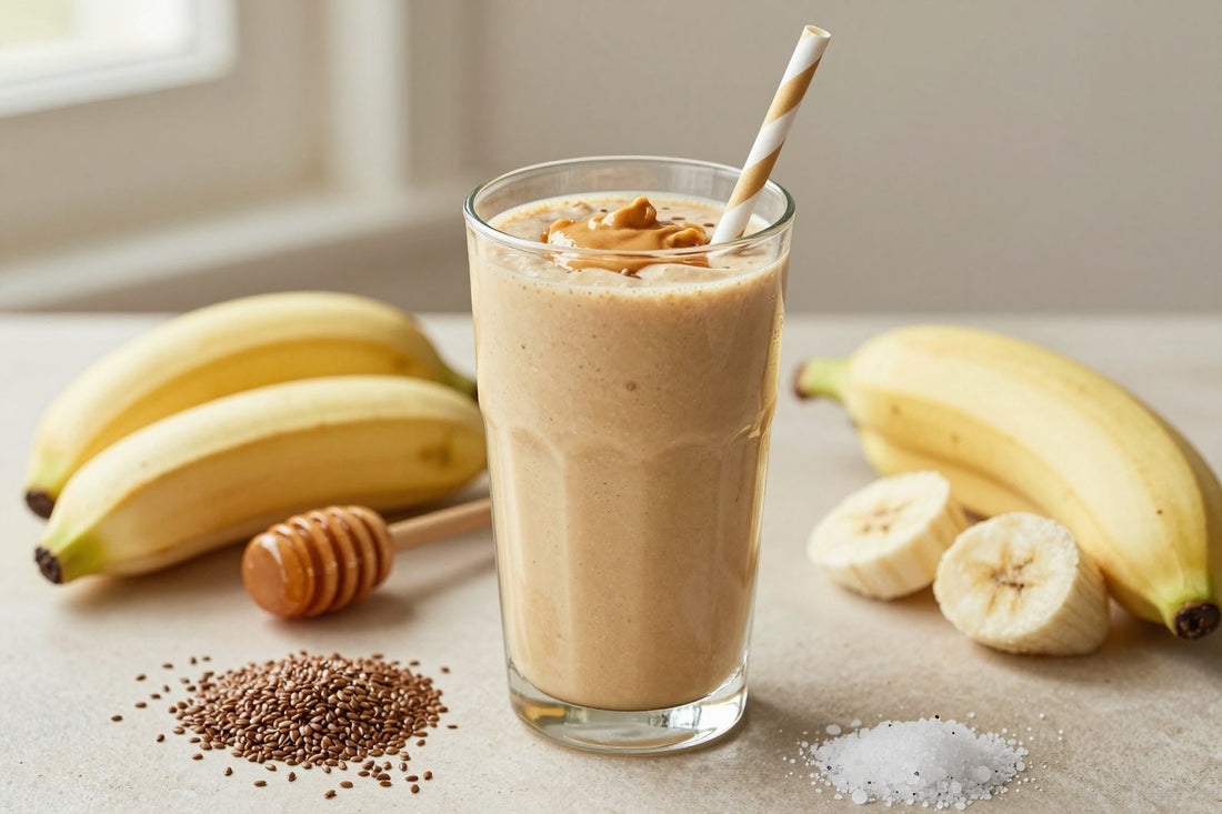 Peanut Butter Flax Smoothie in a glass