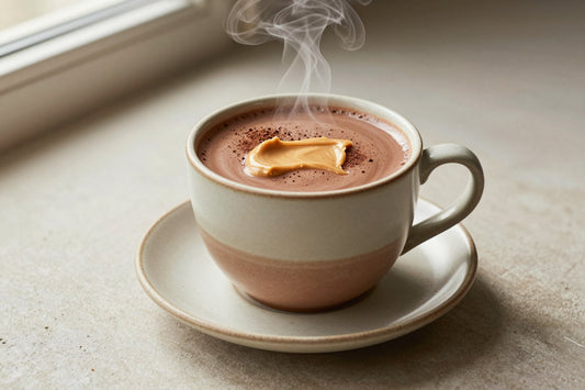 Peanut Butter Hot Chocolate in a ceramic mug