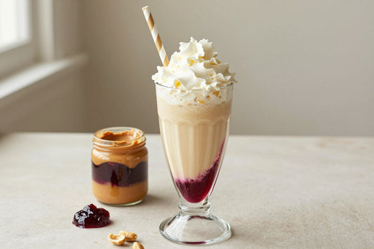 Peanut Butter & Jelly Style Milkshake in a glass