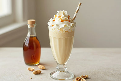 Peanut Butter Maple Milkshake in a glass