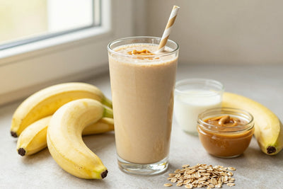 Peanut Butter Oat Smoothie in a glass