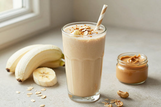 Peanut Butter Oatmeal Smoothie in a glass
