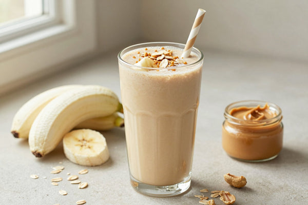 Peanut Butter Oatmeal Smoothie in a glass