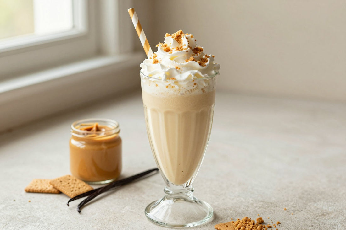 Peanut Butter Pie Milkshake in a glass