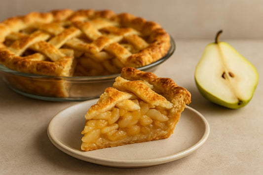 Slice of pear ginger pie