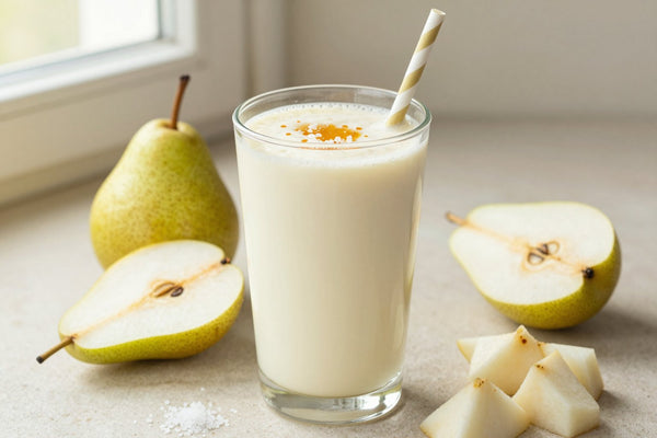 Pear Honey Greek Yogurt Smoothie in a glass