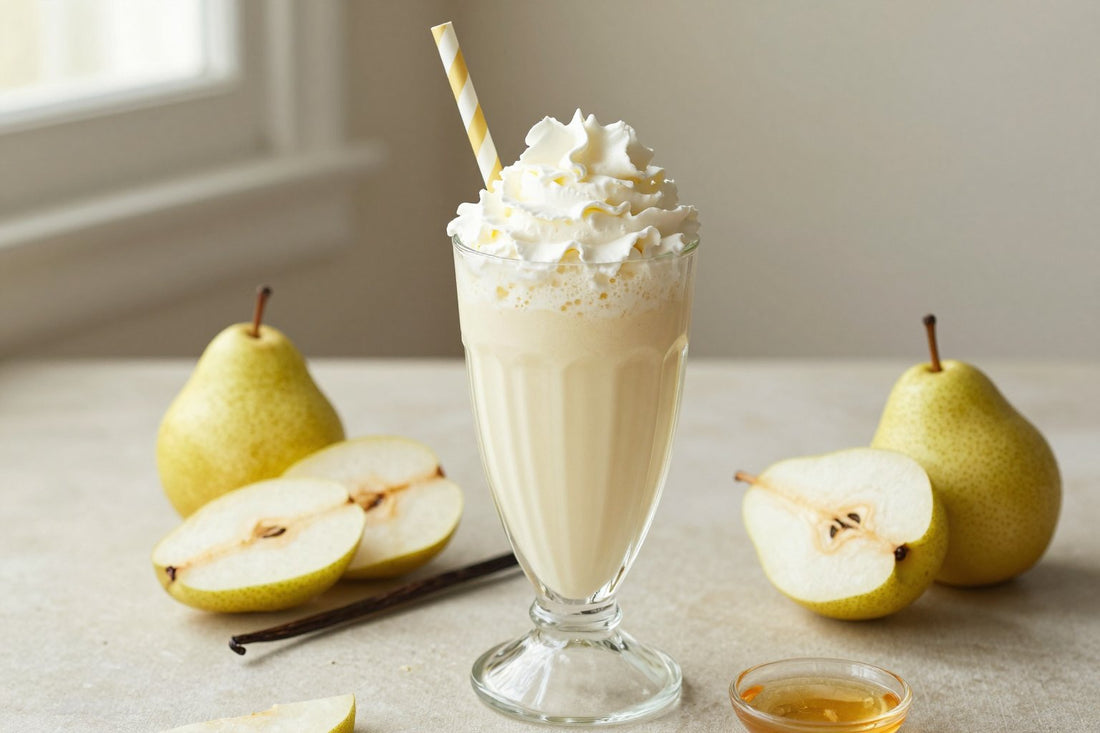 Pear Honey Milkshake in a glass