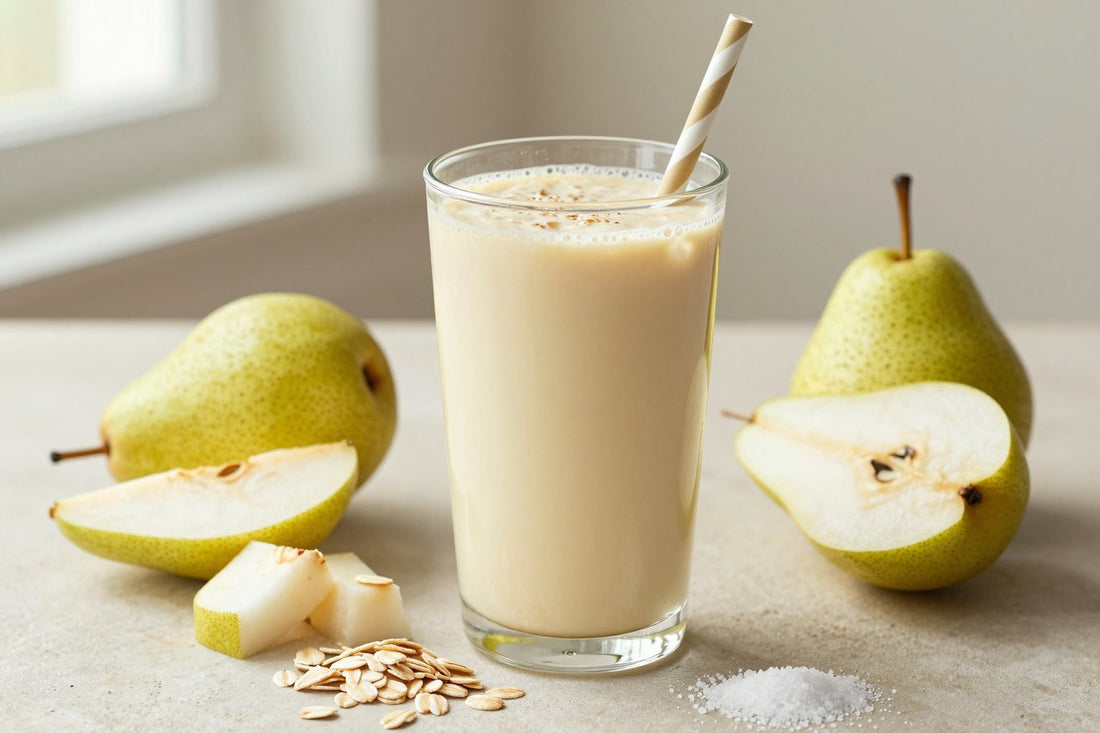 Pear Oatmeal Smoothie in a glass