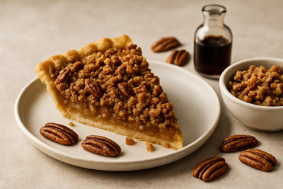 Slice of pie with pecan streusel