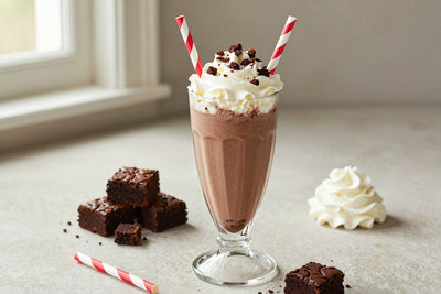 Peppermint Brownie Milkshake in a glass