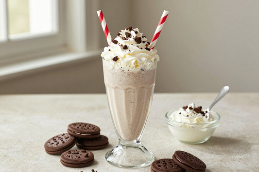 Peppermint Cookies & Cream Milkshake in a glass