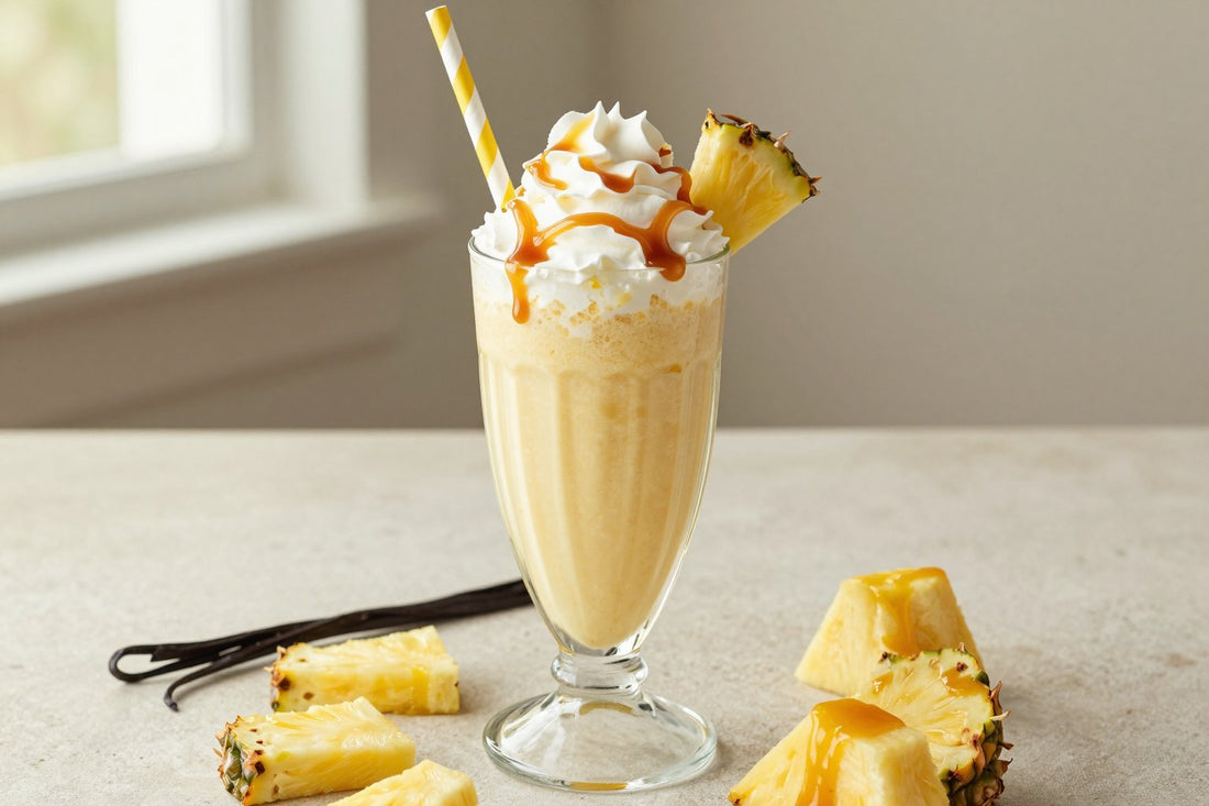 Pineapple Caramel Milkshake in a glass
