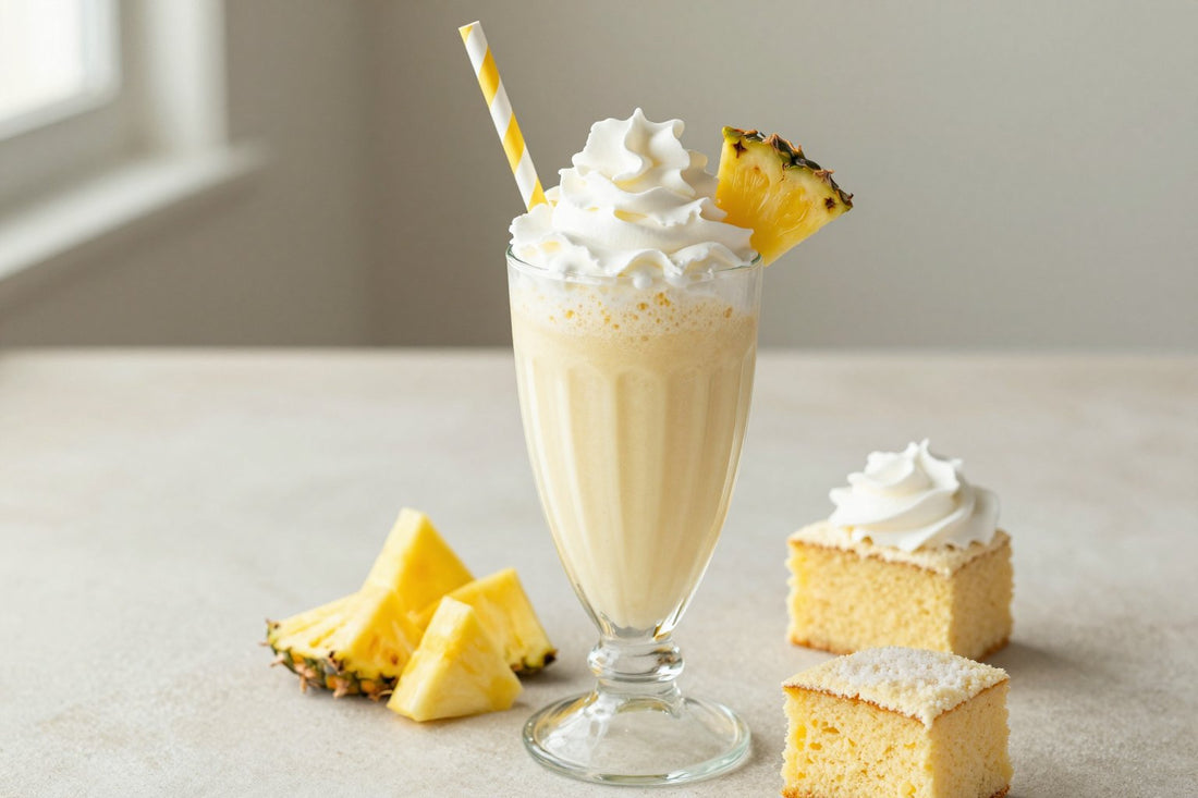 Pineapple Coconut Cake Milkshake in a glass