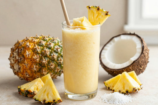 Pineapple Coconut Summer Smoothie in a glass