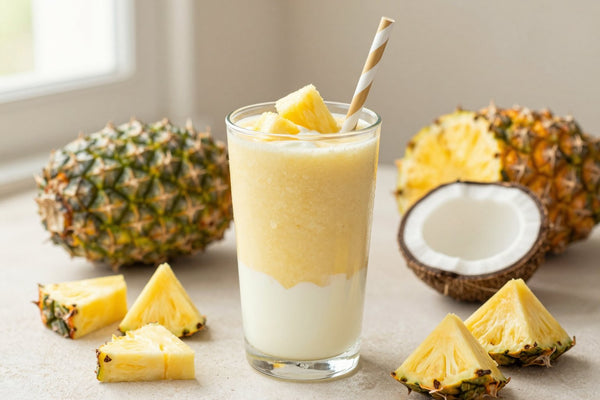 Pineapple Greek Yogurt Smoothie in a glass