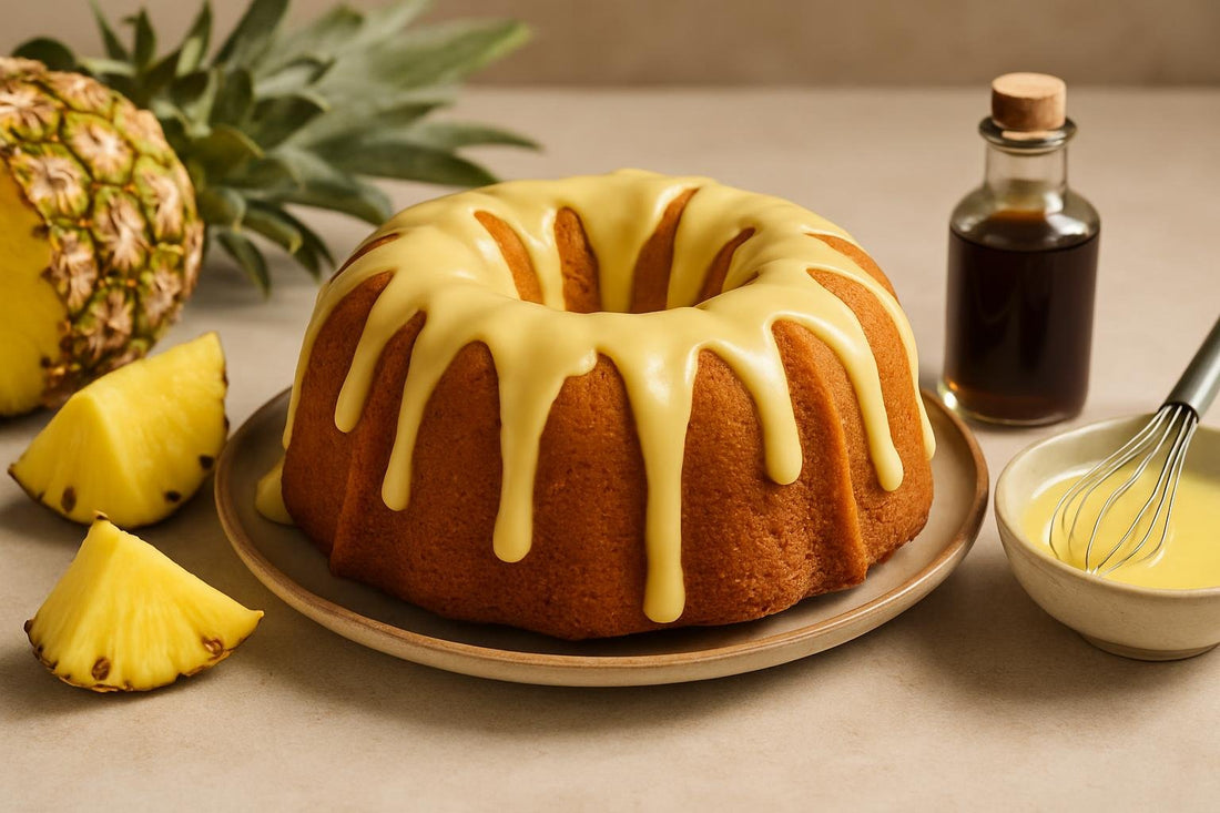 Bundt cake drizzled with pineapple icing