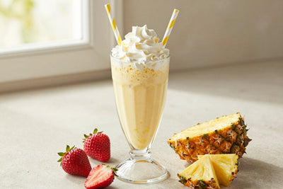 Pineapple Strawberry Milkshake in a glass