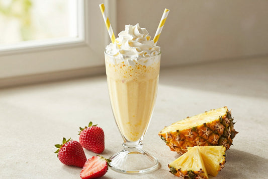 Pineapple Strawberry Milkshake in a glass