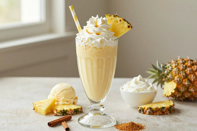 Pineapple Upside-Down Cake Milkshake in a glass