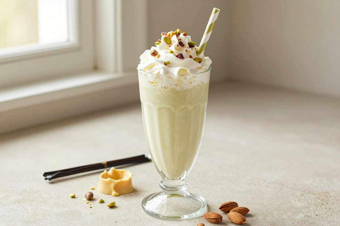 Pistachio Almond Milkshake in a glass