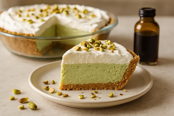 Slice of pistachio cream pie
