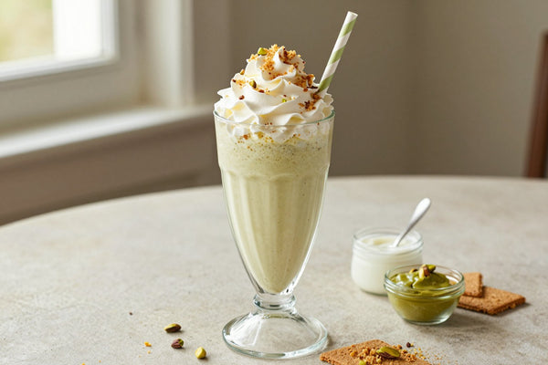 Pistachio Cream Pie Milkshake in a glass
