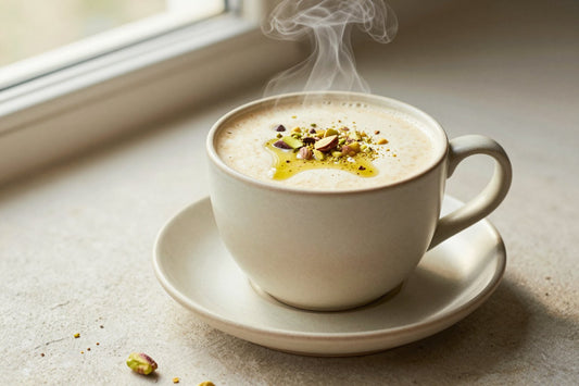 Pistachio Steamer in a ceramic mug