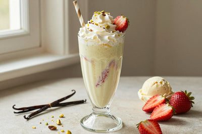 Pistachio Strawberry Milkshake in a glass