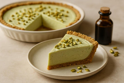 Slice of pistachio white chocolate pie