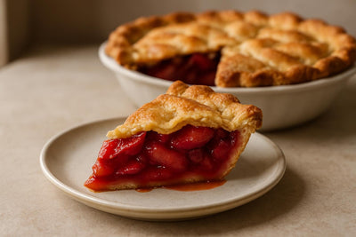 Slice of plum cardamom pie