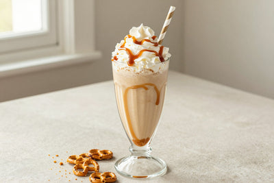 Pretzel Caramel Crunch Milkshake in a glass