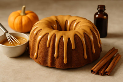 Bundt cake drizzled with pumpkin spice icing