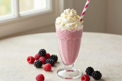 Raspberry Blackberry Milkshake in a glass
