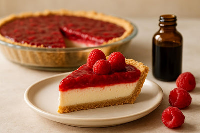 Slice of raspberry cheesecake pie