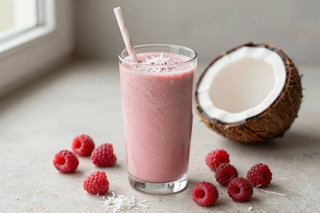 Raspberry Coconut Smoothie in a glass