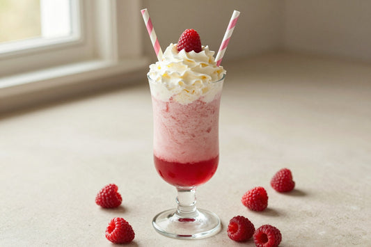 Raspberry Cream Float in a glass