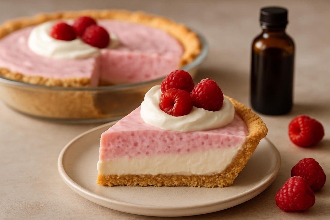Slice of raspberry cream pie