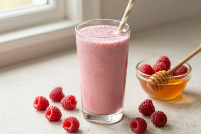 Raspberry Honey Smoothie in a glass