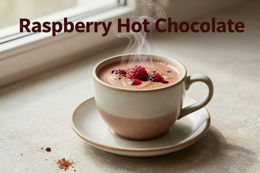 Raspberry Hot Chocolate in a ceramic mug