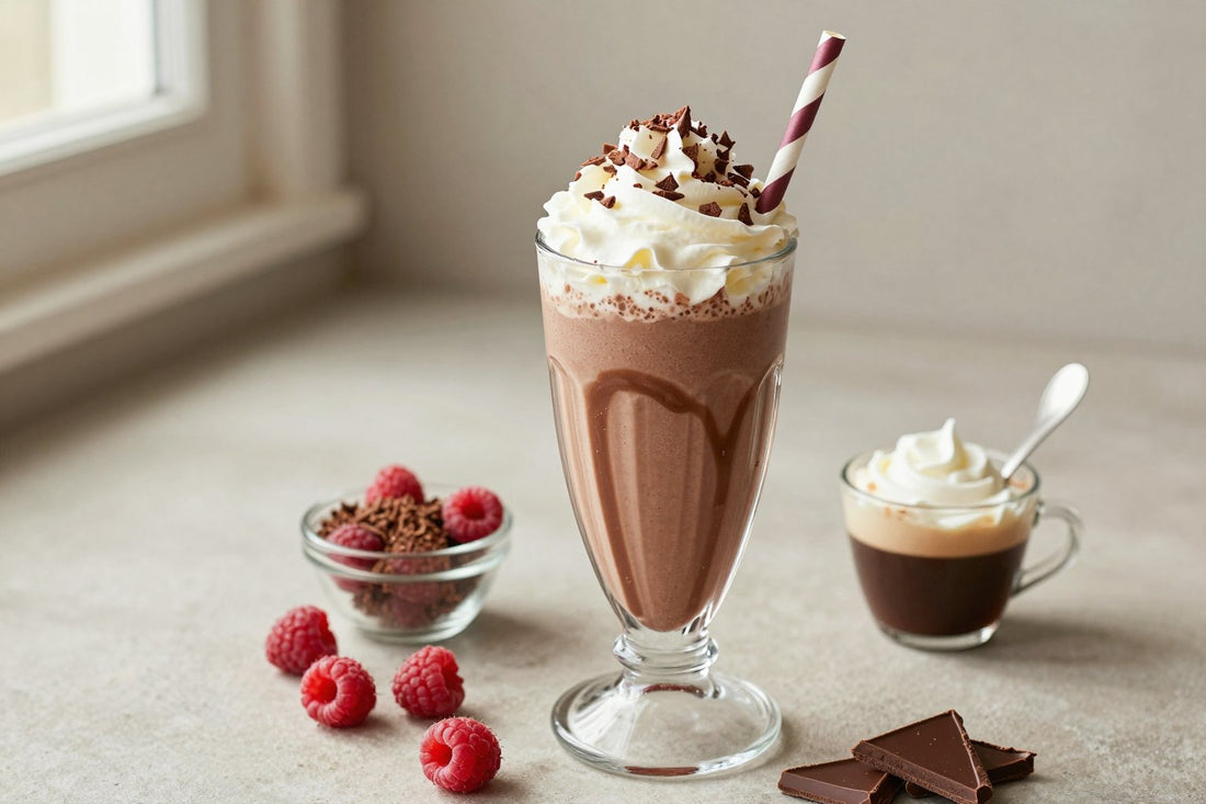 Raspberry Mocha Milkshake in a glass