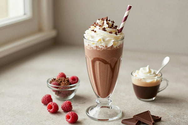 Raspberry Mocha Milkshake in a glass