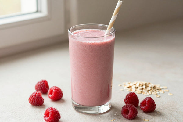Raspberry Oat Smoothie in a glass
