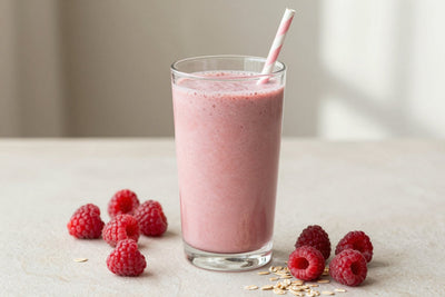 Raspberry Oatmeal Smoothie in a glass