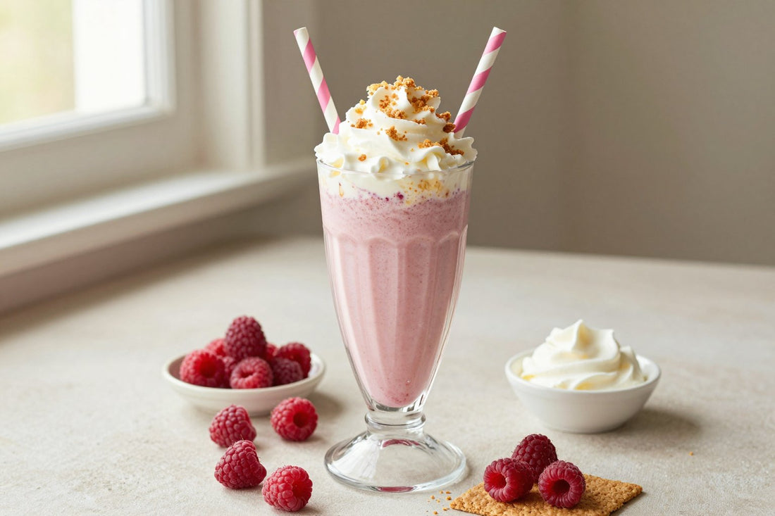 Raspberry Pie Milkshake in a glass
