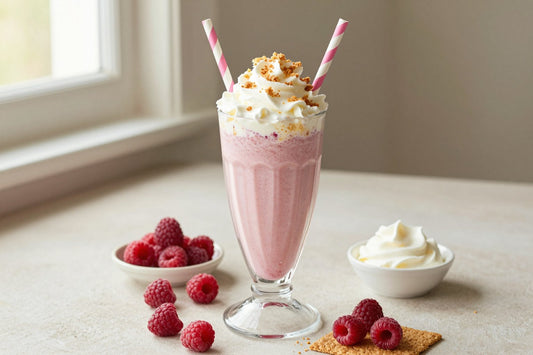 Raspberry Pie Milkshake in a glass